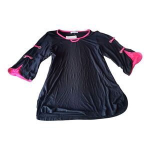Inside Out Black Ava Top with Pink Trim